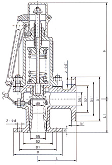 A47型微啟式安全閥結構圖 A47型微啟式安全閥結構圖