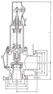 A44型封閉帶板手全啟式安全閥結構圖 A44型封閉帶板手全啟式安全閥結構圖