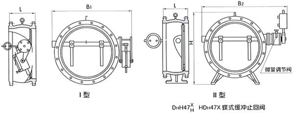 HH47、H47XF、HDH47X蝶式緩沖止回閥結構圖